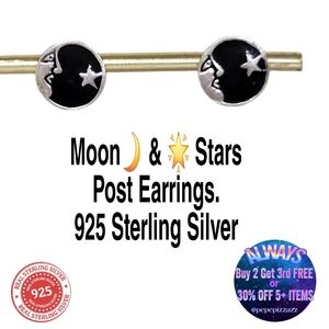 Sale VINTAGE man in the moon 🌙 Post stud earrings. 925 Sterling Silver